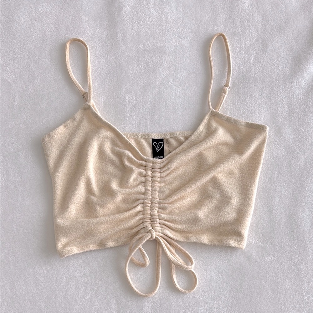 Cream Ruched Crop Top